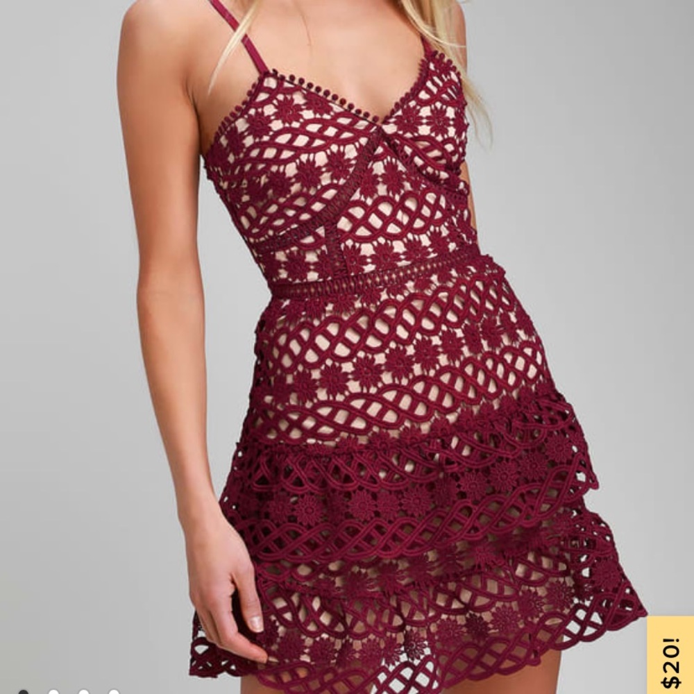 Lulus Beauty and Lace Plum Crochet Mini Dress